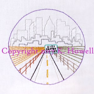 City Scene Hand Embroidery Pattern, City, Scene, Scenic, Road Trip, Farm, Urban, Travel, Skyscraper, Buildings, View, Adventure, PDF
