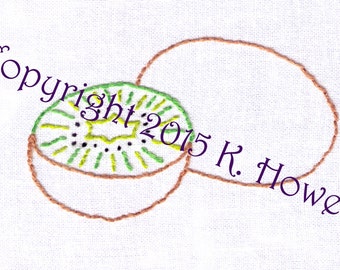 Kiwi Hand Embroidery Pattern, Fruit, Exotic, Produce, Food, PDF