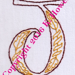 J Hand Embroidery Pattern, Medieval, Letter, Monogram, Font, Illuminated Manuscript, PDF