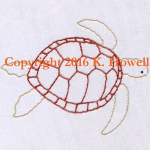 Sea Turtle Hand Embroidery Pattern, Ocean, Shell, Sea, Turtle, Hawaii, Swimming, PDF