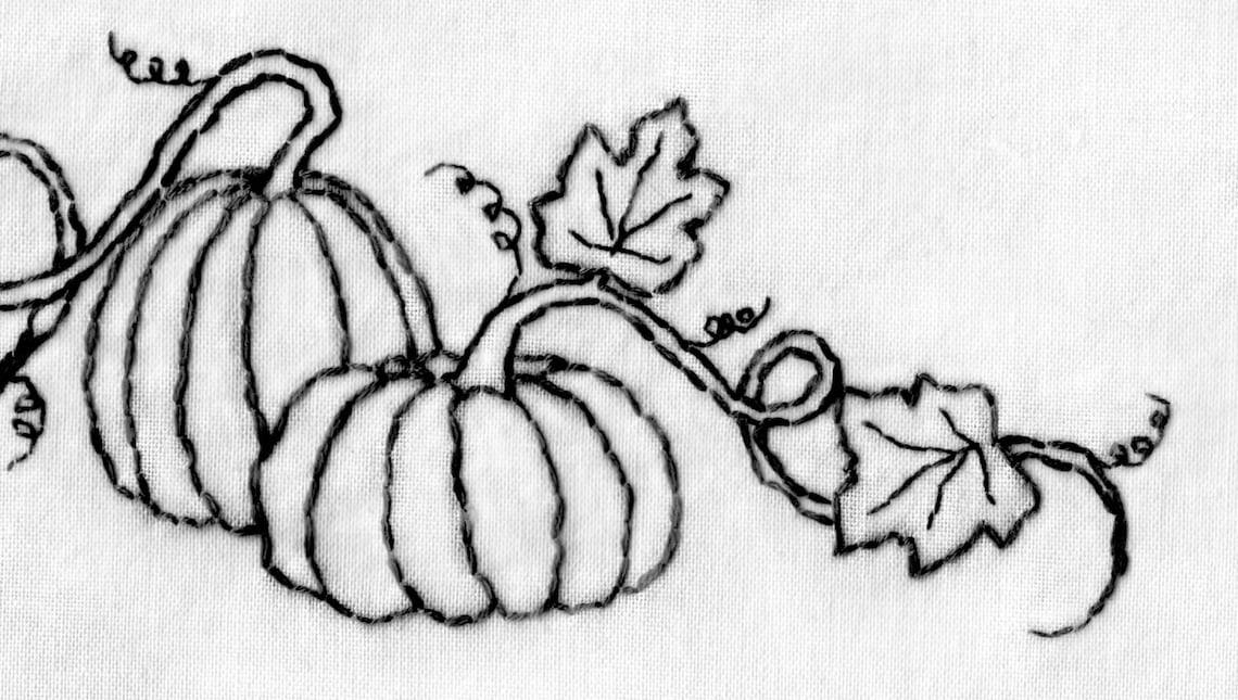 Pumpkin Hand Embroidery Pattern Pumpkins on a Vine Etsy