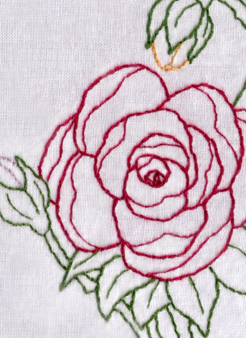 Rose Hand Embroidery Pattern PDF Rose Blossom and 2 Buds Etsy