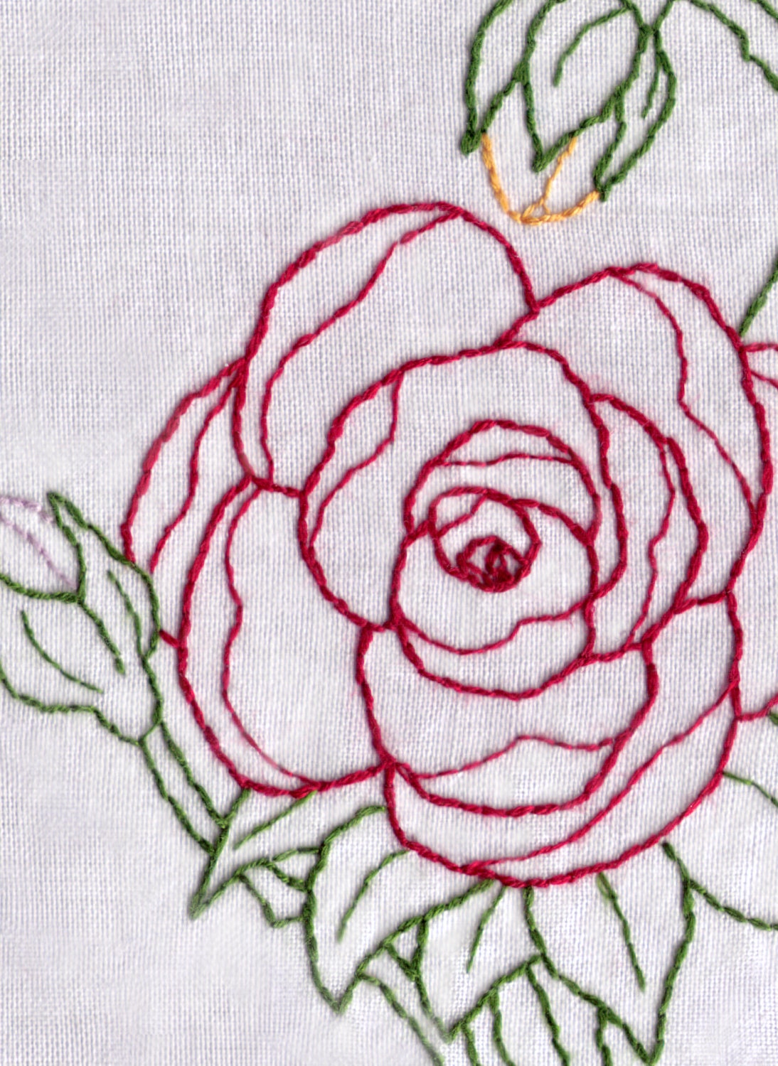 Rose Hand Embroidery Pattern PDF Rose Blossom and 2 Buds | Etsy