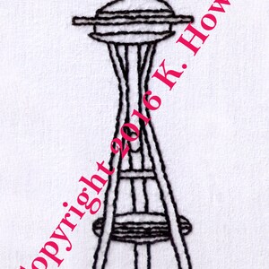 Space Needle Hand Embroidery Pattern, Seattle Space Needle, Seattle, Washington, PDF