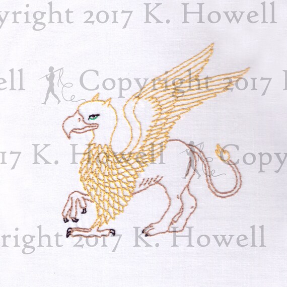 Griffin Hand Embroidery Pattern Animal Lion Eagle Harry Etsy
