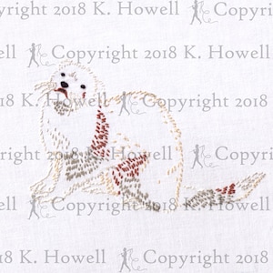 Ferret Hand Embroidery Pattern, Animal, Wild, Pet, Domesticated, Polecat, Rodent, Mammal, Weasel, Furry, Cute, Ferret, Musk, Fast, PDF