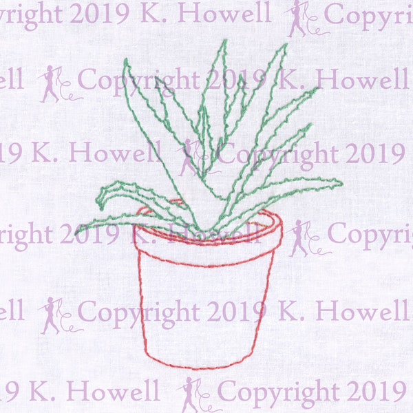 Aloe Vera Plant Hand Embroidery Pattern, Avocado, Aloe, Aloe Vera, Plant, Pot, Healing, Medicine, Succulent, Cactus, Digital, Download, PDF