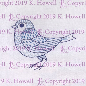 Bird Hand Embroidery Pattern, Bluebird, Blue, Bird, Sampler, Folk, Cute, Fun, Various, Stitches, Pattern, Design, Digital, Download, PDF