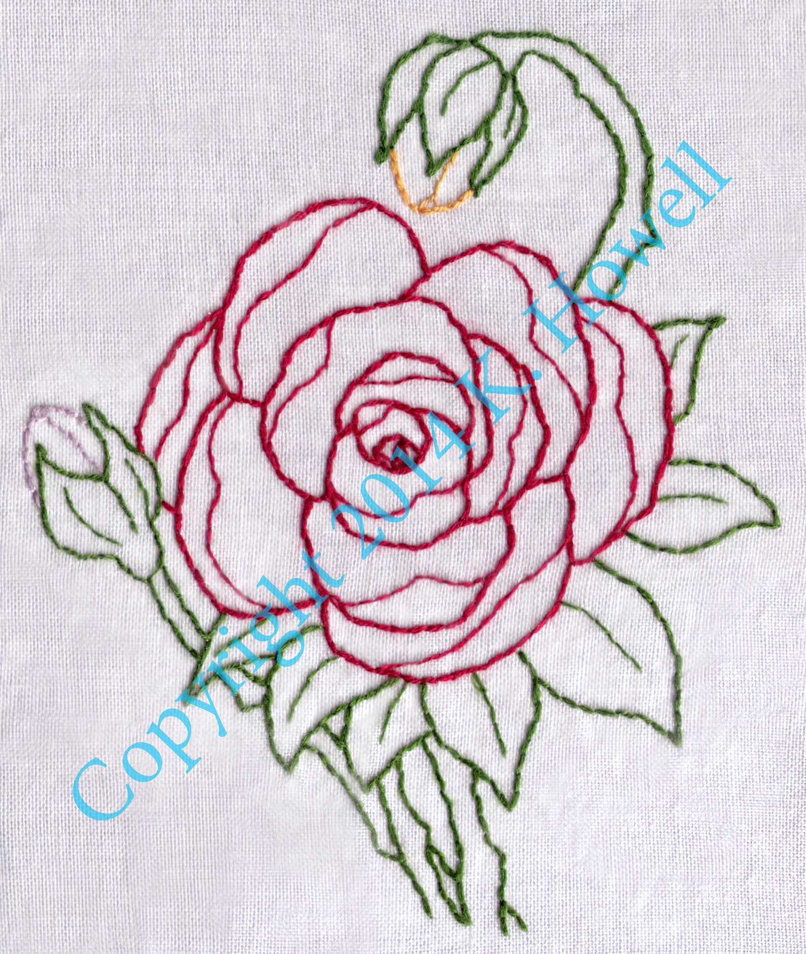Rose Hand Embroidery Pattern PDF Rose Blossom and 2 Buds Etsy
