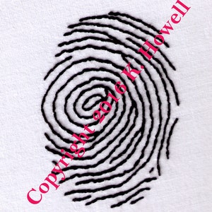 Fingerprint Hand Embroidery Pattern, Crime, Detective, Evidence, Finger Print, Police, Mystery, PDF