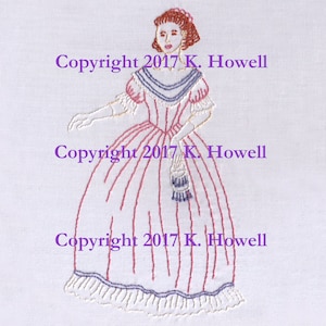 Southern Belle Hand Embroidery Pattern, Victorian, Dress, Belle, Ball, Dance, Lady, Woman, Female, Pretty, Charming, South, Civil War, PDF