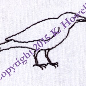 Crow Hand Embroidery Pattern, Standing, Perched, PDF