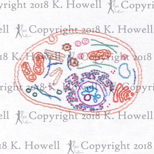 Science Hand Embroidery Pattern, Cell, Anatomy, Science, Biology, Animal, Tissue, Microscope, Nucleus, Follicle, Mitochondria, Ribosome, PDF