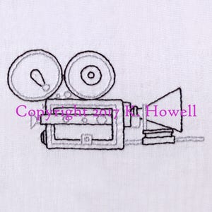 Patrón de bordado a mano de cámara de cine, Vintage, Película, Cámara, Película, Carrete, Entretenimiento, Silencio, Talkies, Director, Filmógrafo, Actor, PDF