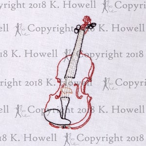 Violin Hand Embroidery Pattern, Antique, Vintage, Classical, Orchestra, Music, Song, String, Wood, Bow, Lesson, Teacher, Violinist, PDF