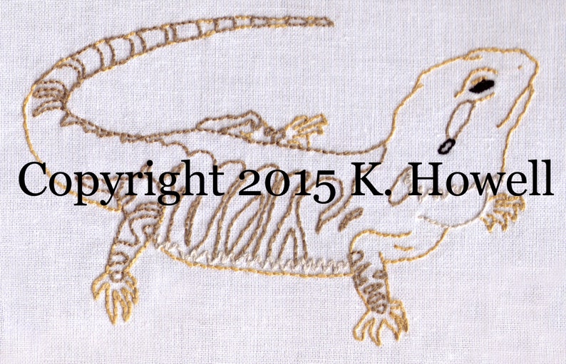 Lizard Hand Embroidery Pattern Bearded Dragon Animal Pet Etsy