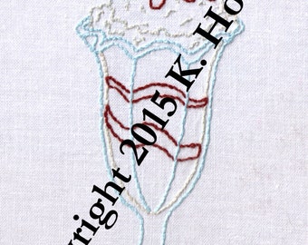 Ice Cream Sundae Hand Embroidery Pattern, Ice Cream, Sundae, Sweet, Treat, Parfait, Dessert, PDF