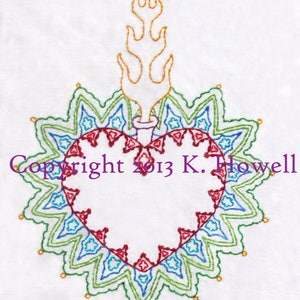 Heart Hand Embroidery Pattern, Sacred Heart, Love, Religious, Boho, Fancy, Detailed, Catholic, Symbol, PDF