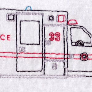 Ambulance Hand Embroidery Pattern, First Responder, EMT, Medical, Bus, Emergency, PDF