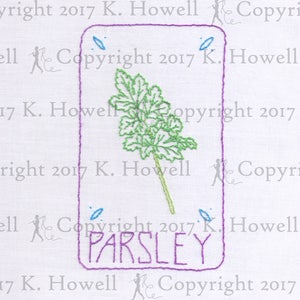Parsley Hand Embroidery Pattern, Flower, Plant, Parsley, Herb, Medicine, Garnish, Cooking, Antioxidant, Flavonoid, Herbal, Essential, PDF