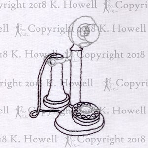 Phone Hand Embroidery Pattern, Antique, Rotary, Mic, Mike, Stand, Phone, Telephone, Hand Held, Earpiece, Metal, Vintage, Dial, Rotary, PDF