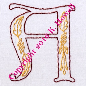 A Hand Embroidery Pattern, Medieval, Letter, Monogram, Font, Illuminated Manuscript, PDF