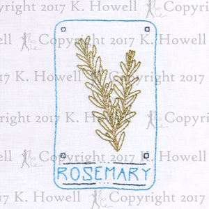 Rosemary Hand Embroidery Pattern, Flower, Plant, Rosemary, Herb, Medicine, Incense, Cooking, Perfume, Herbal, Essential Oil, Memory, PDF