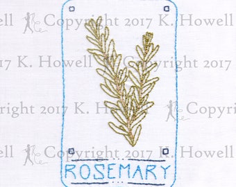 Rosemary Hand Embroidery Pattern, Flower, Plant, Rosemary, Herb, Medicine, Incense, Cooking, Perfume, Herbal, Essential Oil, Memory, PDF