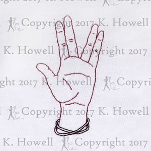 Spock Hand Gesture Hand Embroidery Pattern, Hand, Gesture, Position, Symbol, Star Trek, Spock, Vulcan, Live Long, Prosper, Fingers, PDF