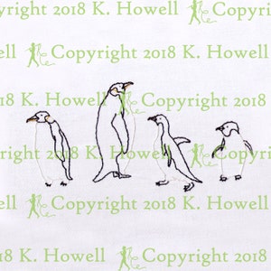 Penguins Hand Embroidery Pattern, Penguin, Cute, Animal, Bird, Wild, Flightless, Arctic, Ocean, Endangered, Swim, Waddle, Wildlife, PDF