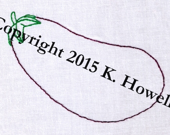 Eggplant Hand Embroidery Pattern, Garden, Vegetable, Produce, PDF
