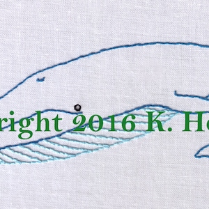 Whale Hand Embroidery Pattern, Blue, Pacific, Whaling, Ocean, Blue Whale, Sea, Blubber, Nautical, PDF