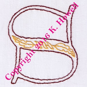 S Hand Embroidery Pattern, Medieval, Letter, Monogram, Font, Illuminated Manuscript, PDF