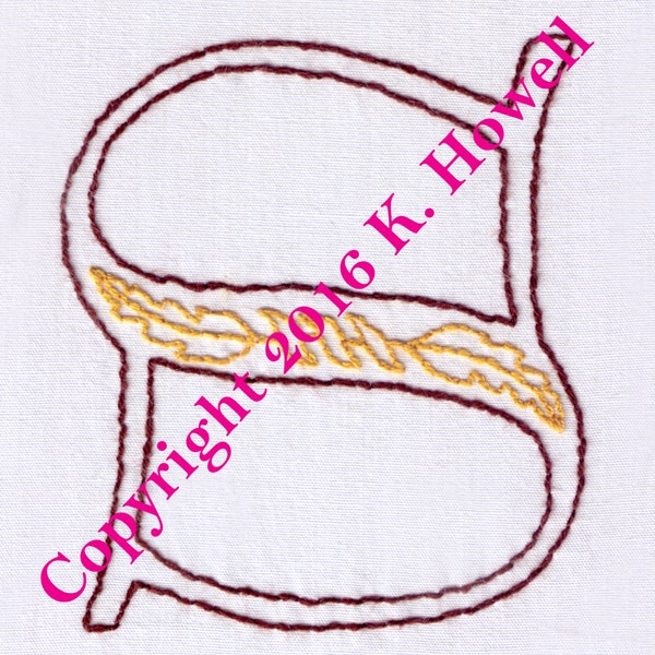S Hand Embroidery Pattern, Medieval, Letter, Monogram, Font, Illuminated Manuscript, PDF