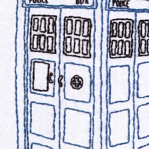 TARDIS Hand Embroidery Pattern, Dr Who, Blue Phone Booth, PDF