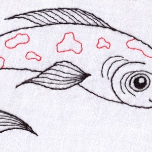 Fish Hand Embroidery Pattern, Koi Fish, Carp, PDF