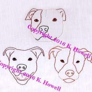 Dog Hand Embroidery Pattern, Pit Bull, Puppy, Faces, Animal, Canine, Pup, Doggy, Pet, PDF