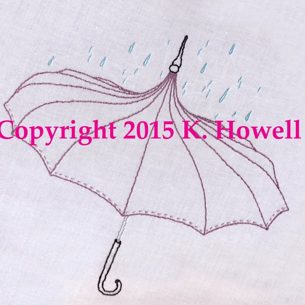 Umbrella Hand Embroidery Pattern, Umbrella, Parasol, Rainy Day, Rain, Sun, Shade, Victorian, Academy, Digital Download,   PDF