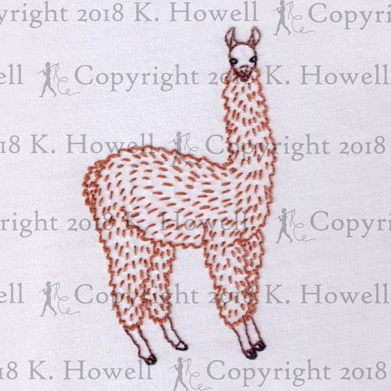 Llama Hand Embroidery Pattern Animal Cute Furry Fuzzy - Etsy