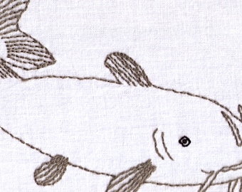 Fish Hand Embroidery Pattern, Catfish, Fishing, Freshwater, Bottom Feeder, PDF