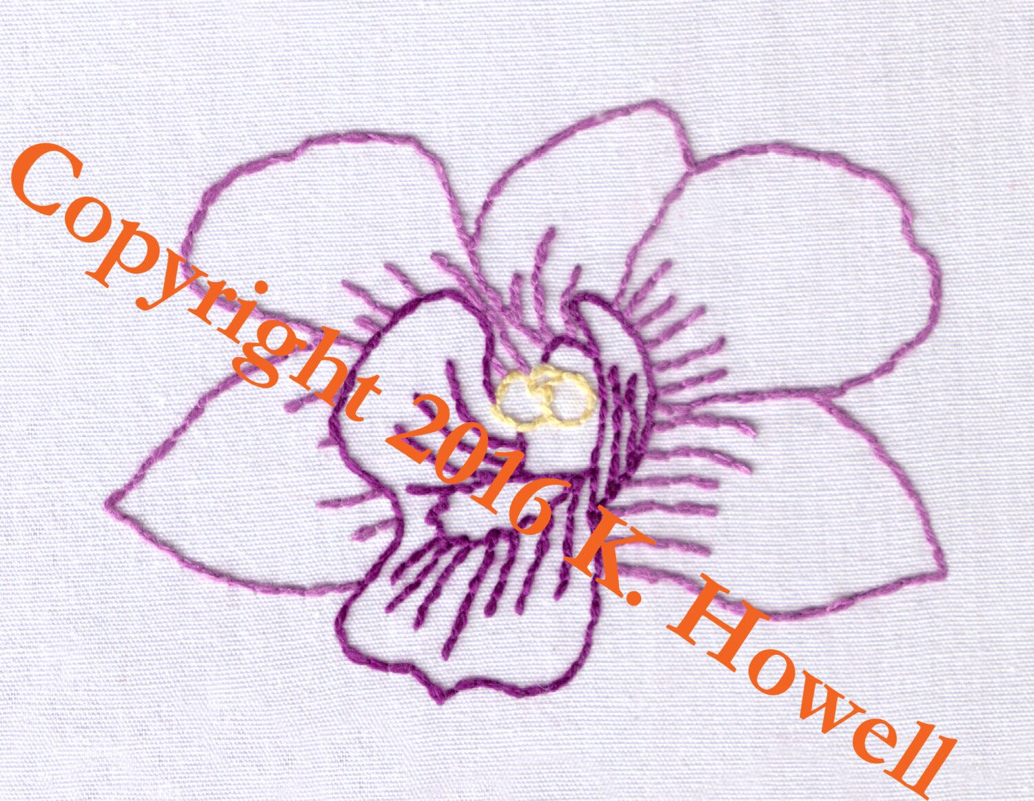 Orchid Hand Embroidery Pattern Purple Flower Garden Etsy