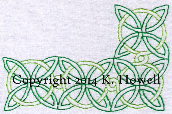 Celtic Knot Hand Embroidery Pattern Large Corner Border Etsy