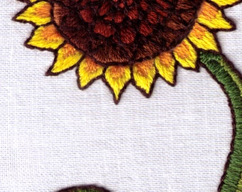 Sunflower Hand Embroidery Pattern, Crewel, Satin Stitch, Flower, PDF