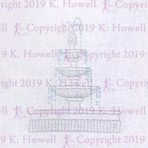Fountain Hand Embroidery Pattern, Fountain, Water, Feature, Decoration, Yard, Park, Elegant, Fancy, Garden, Digital, Download, PDF
