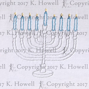 Menorah Hand Embroidery Pattern, Menorah, Candle, Candelabrum, Candelabra, Light, Jewish, Hanukkah, Hebrew, Chanukah, Hanukah, PDF
