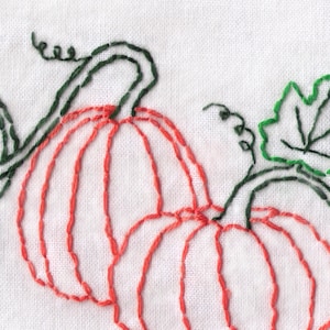 Wzór na haft ręczny dyni, Dynie na winorośli, Halloween, Jesień, Upadek, PDF