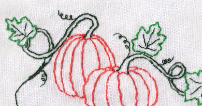Pumpkin Hand Embroidery Pattern Pumpkins on a Vine | Etsy