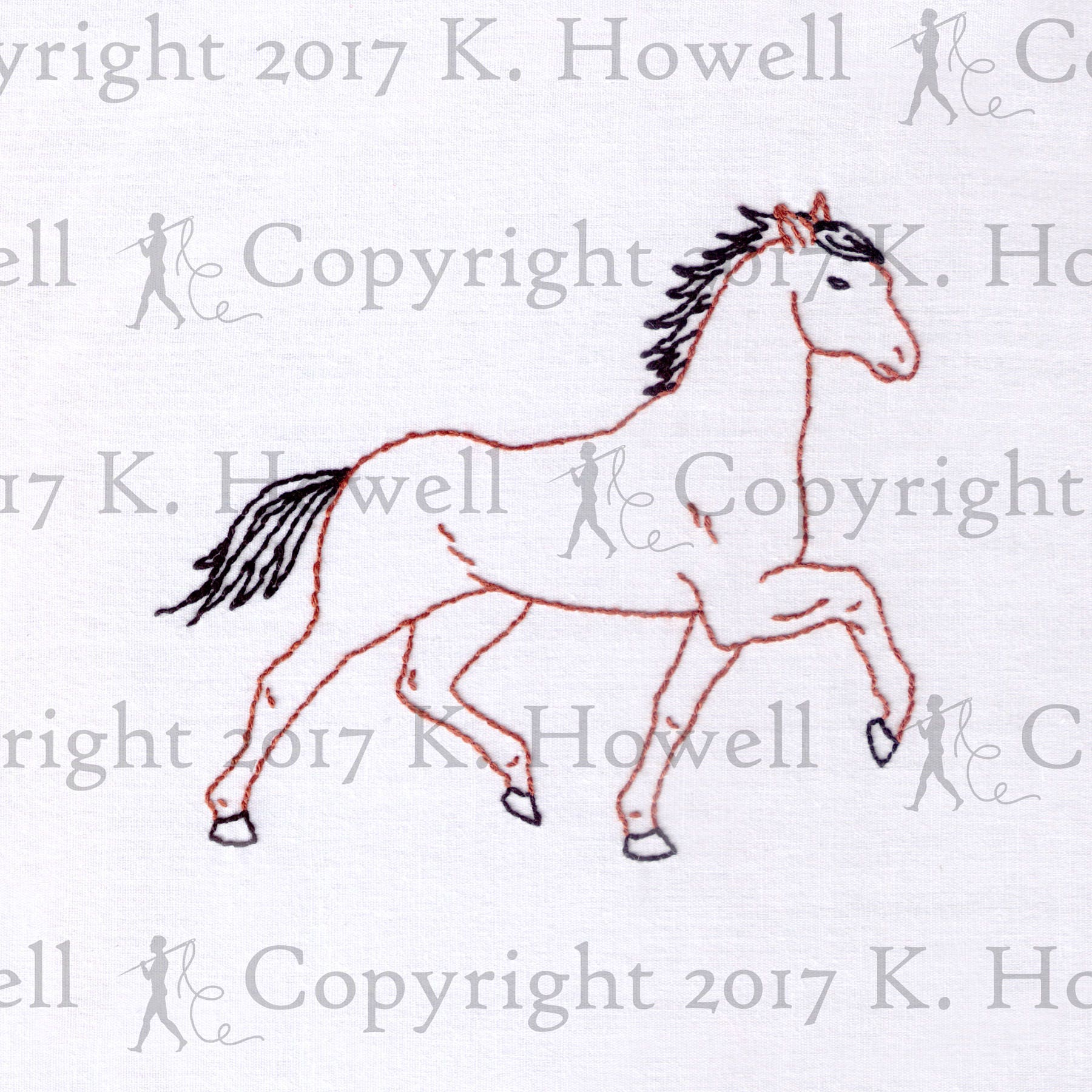 Horse Hand Embroidery Pattern Animal Hoof Trotting Etsy