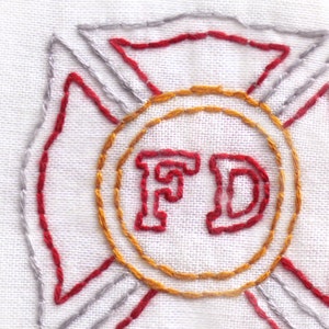 Fire Department Hand Embroidery Pattern, Fire Fighter&#39;s Badge, Fireman, Firemen, First Responder, PDF