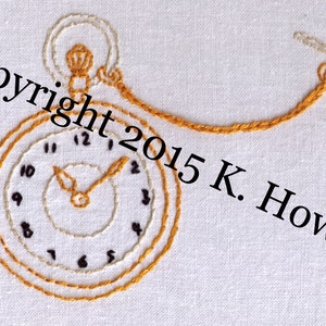 Watch Hand Embroidery Pattern, Pocket Watch, Clock, Victorian, Fancy, Steampunk, Time, Watch, Fob, Edwardian, Classic, Windup, Chain, PDF
